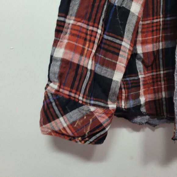 Affliction Flannel Shirt Grunge Garage Distressed Bleached Mens 2XL Snap Up - Picture 9 of 10